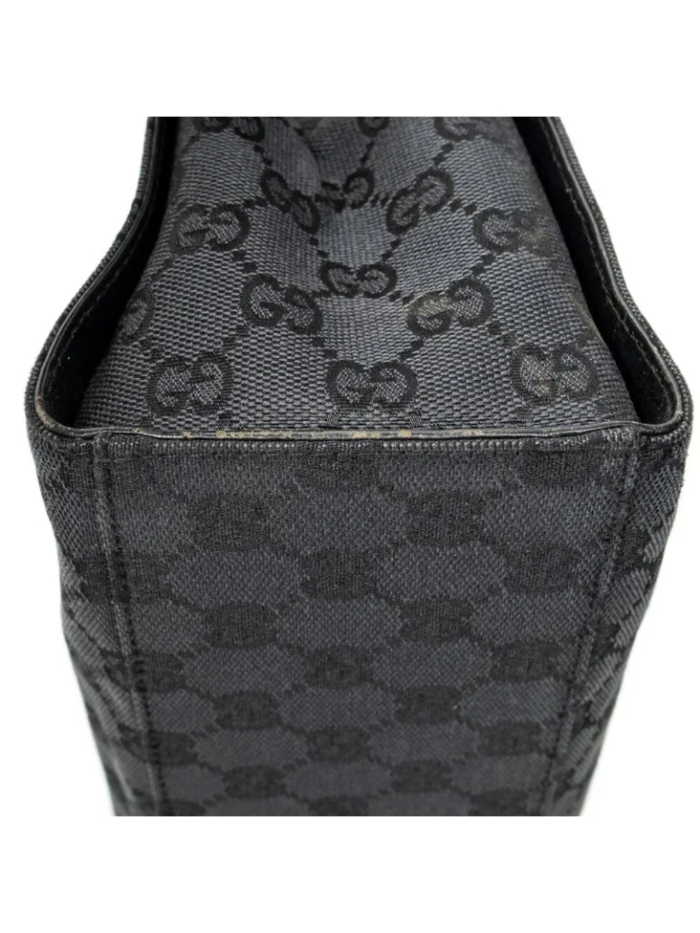 Gucci Large Square Bamboo Tote Black GG Canvas